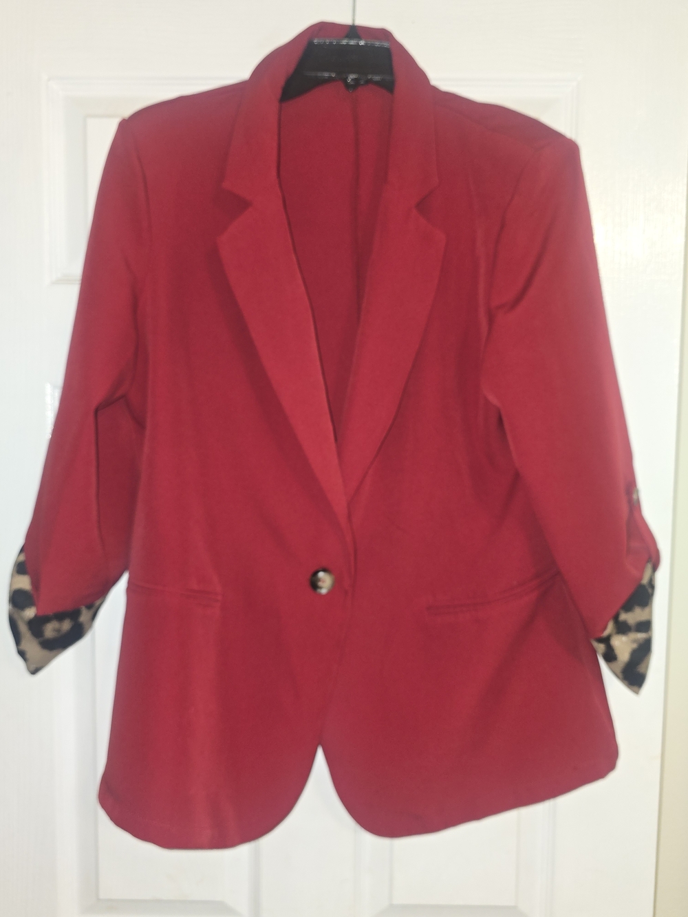 Red Women's Tailored Single-Button Blazer